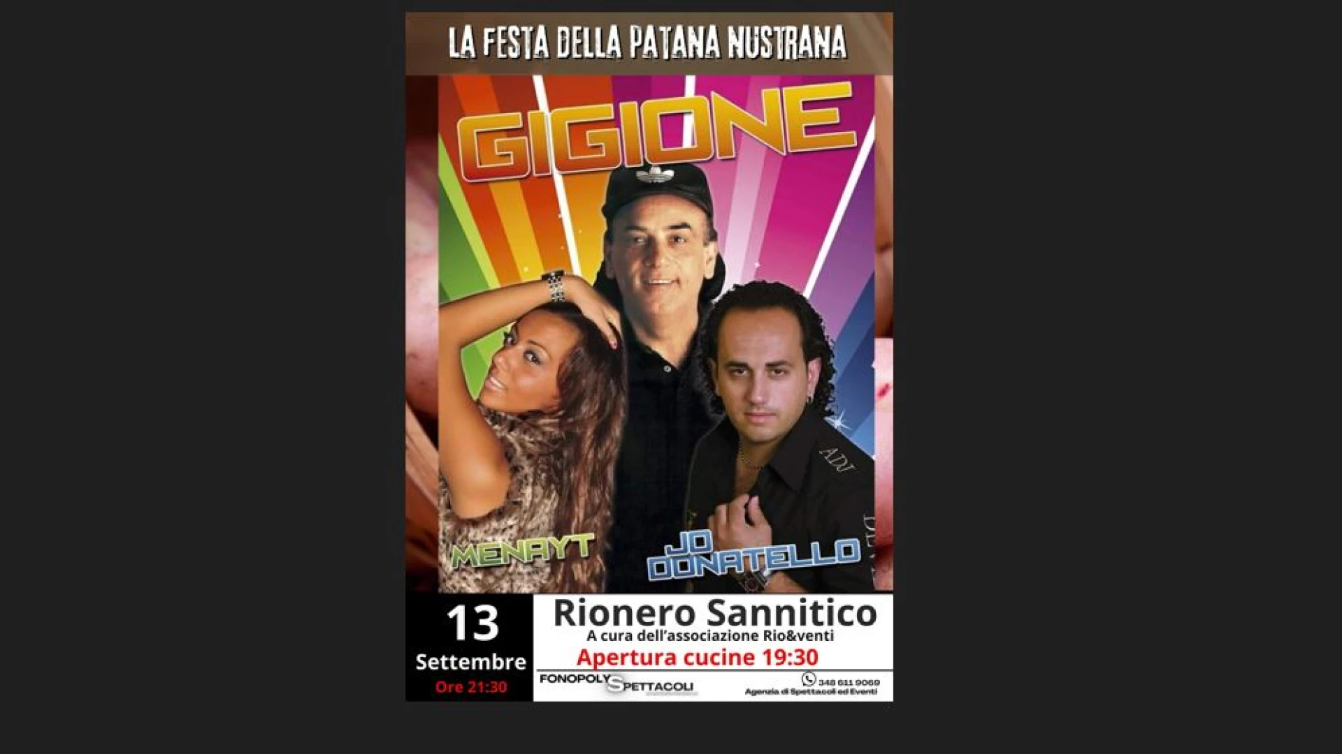 Rionero Sannitico: sabato 13 settembre appuntamento tradizionale con la “Festa della Patana Nostrana”. In serata il concerto di GIGIONE.